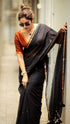 Beautiful - black Mangalagiri Plain Cotton Saree - PC-54