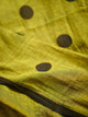 Green Mulmul Cotton Printed Polka Dot Saree With Tassels