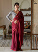 Maroon Mulmul Cotton Plain Saree With Tassels