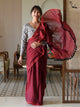 Maroon Mulmul Cotton Plain Saree With Tassels