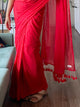 Red Mulmul Cotton Soft Saree With Sequins