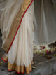 Off White Mulmul Cotton Saree With Zari Border