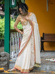 Off White Mulmul Cotton Saree With Zari Border