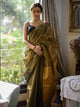 Black Golden Linen Zari Saree With Blouse Piece