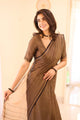 Beautiful - Brown Mangalagiri Plain Cotton Saree - PC-53