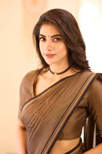 Beautiful - Brown Mangalagiri Plain Cotton Saree - PC-53